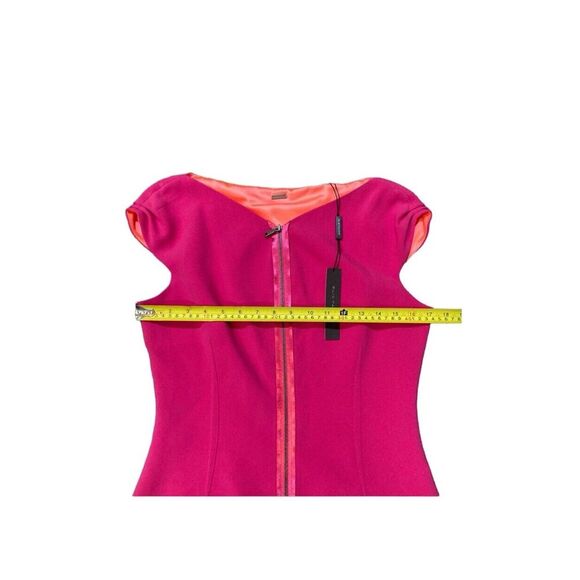 NWT‎ Elie Tahari Ruth Dress $448 Full Bloom Metal Zipper Cap Sleeve Pink/Orange - Picture 11 of 15